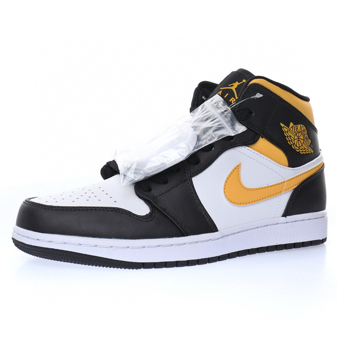 Air Jordan 1 Mid White Pollen Black