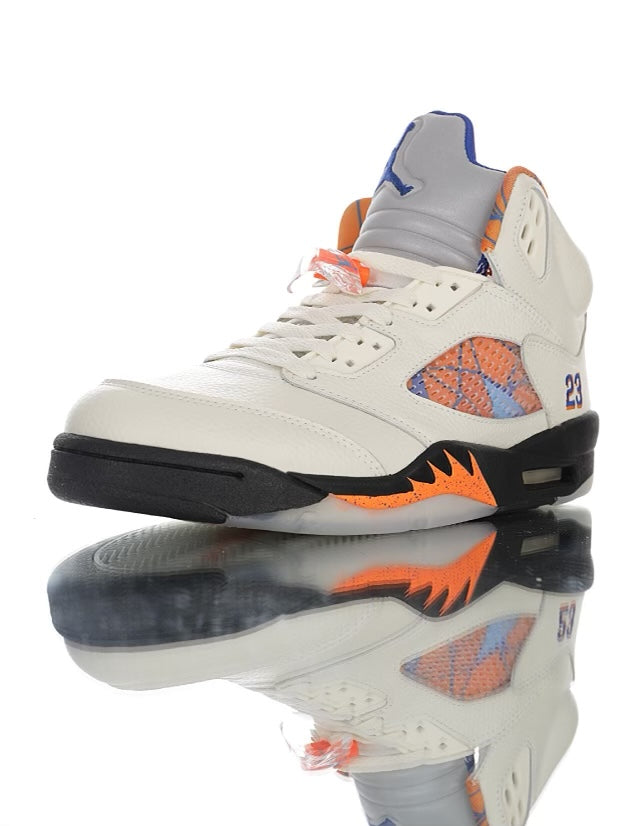 Air Jordan 5 Retro Sail Orange Blaze Metallic Silver-Black