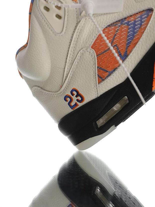 Air Jordan 5 Retro Sail Orange Blaze Metallic Silver-Black