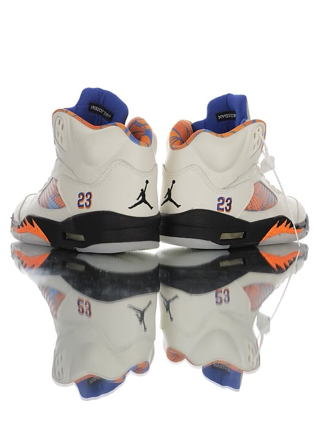 Air Jordan 5 Retro Sail Orange Blaze Metallic Silver-Black