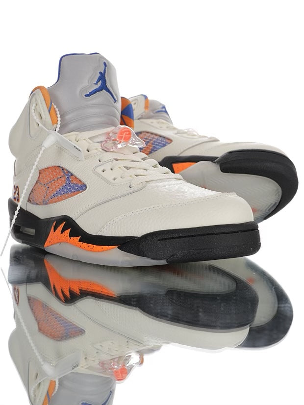 Air Jordan 5 Retro Sail Orange Blaze Metallic Silver-Black