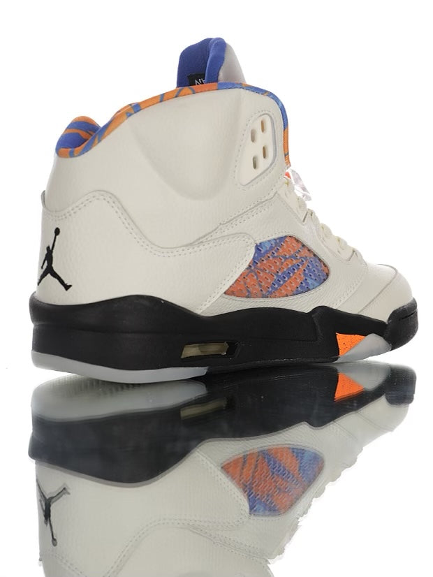 Air Jordan 5 Retro Sail Orange Blaze Metallic Silver-Black