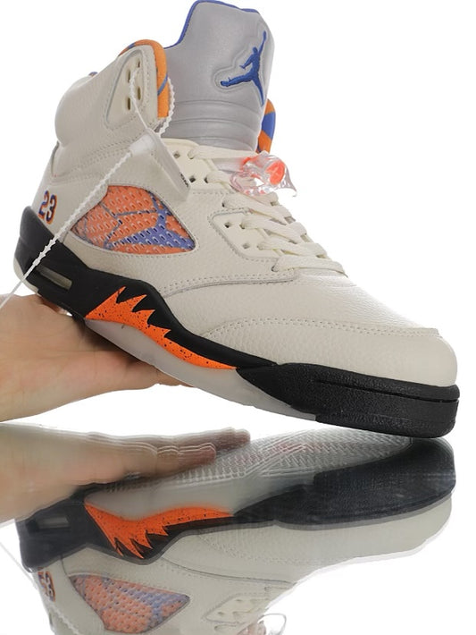 Air Jordan 5 Retro Sail Orange Blaze Metallic Silver-Black