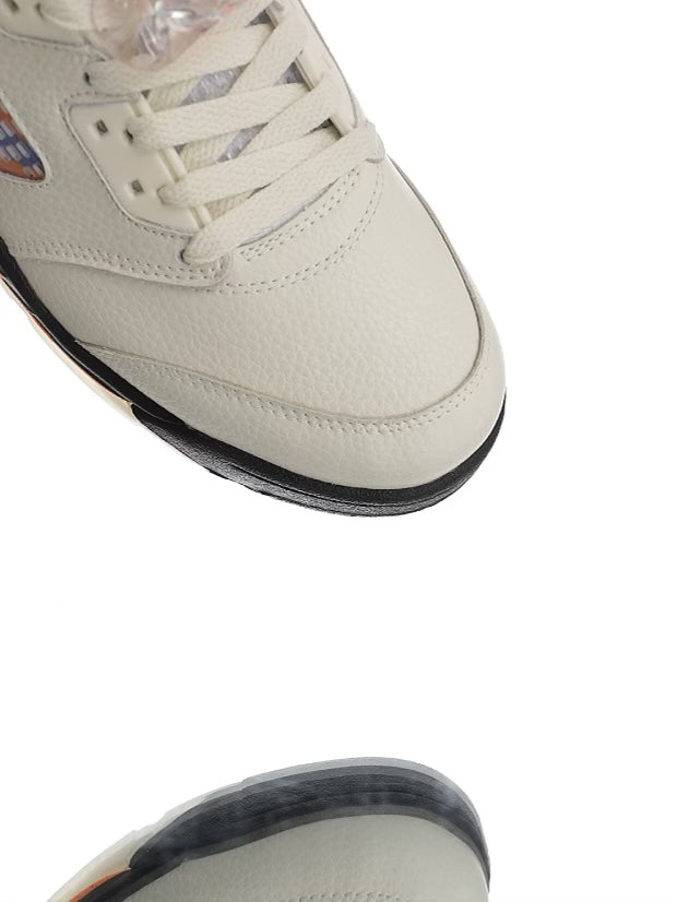 Air Jordan 5 Retro Sail Orange Blaze Metallic Silver-Black